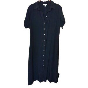 Prologue Casual Minimalist Everyday Lightweight Maxi Shirt Dress Small Black
